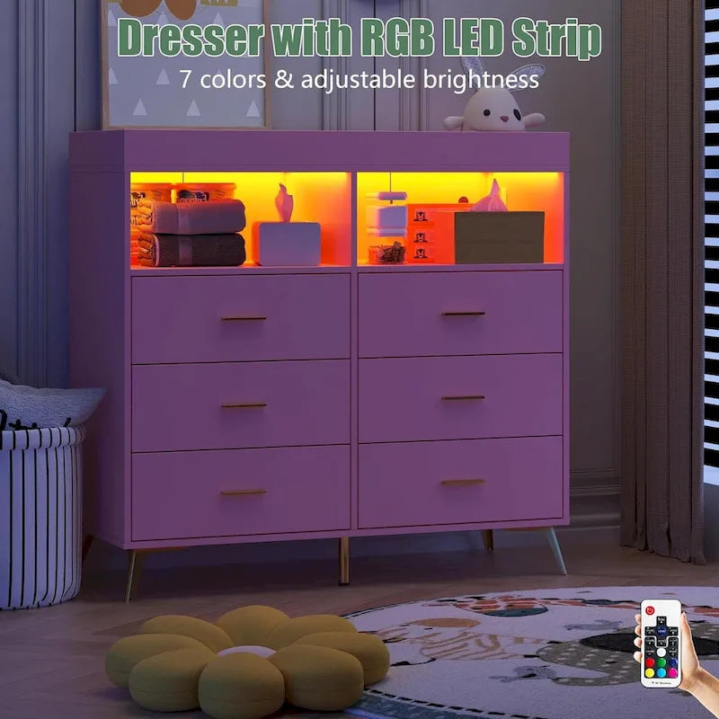 Comò per camera da letto con 6 cassetti, comò fasciatoio per neonati con materassino fasciatoio