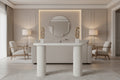 Metal Handmade Oval Console Table with Ribbed Legs - White - Roche River Decor