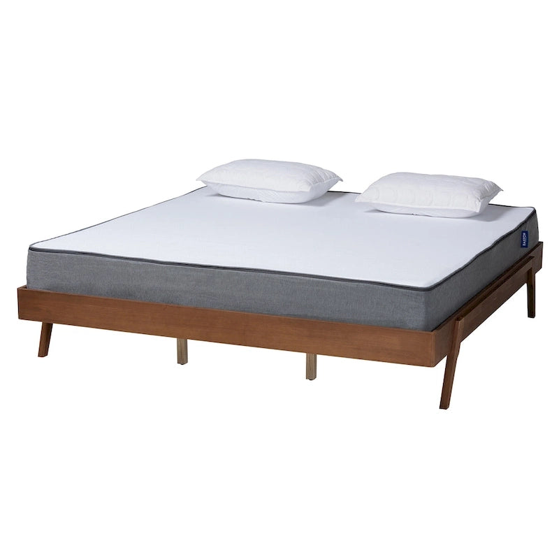 Struttura letto in legno di frassino finitura noce stile Mid-Century Modern