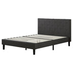 Letto a piattaforma imbottito in grigio scuro con cuciture a diamante