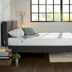 Letto a piattaforma imbottito in grigio scuro con cuciture a diamante