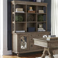 Credenza con Sopralzo Semplicemente Elegante nei Toni del Bianco, Marrone e Tortora Melange