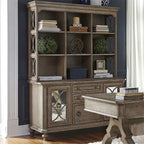 Credenza con Sopralzo Semplicemente Elegante nei Toni del Bianco, Marrone e Tortora Melange