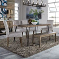Tavolo con gambe rettangolari Rustic Caramel con venature a sega - Grigio
