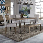 Tavolo con gambe rettangolari Rustic Caramel con venature a sega - Grigio