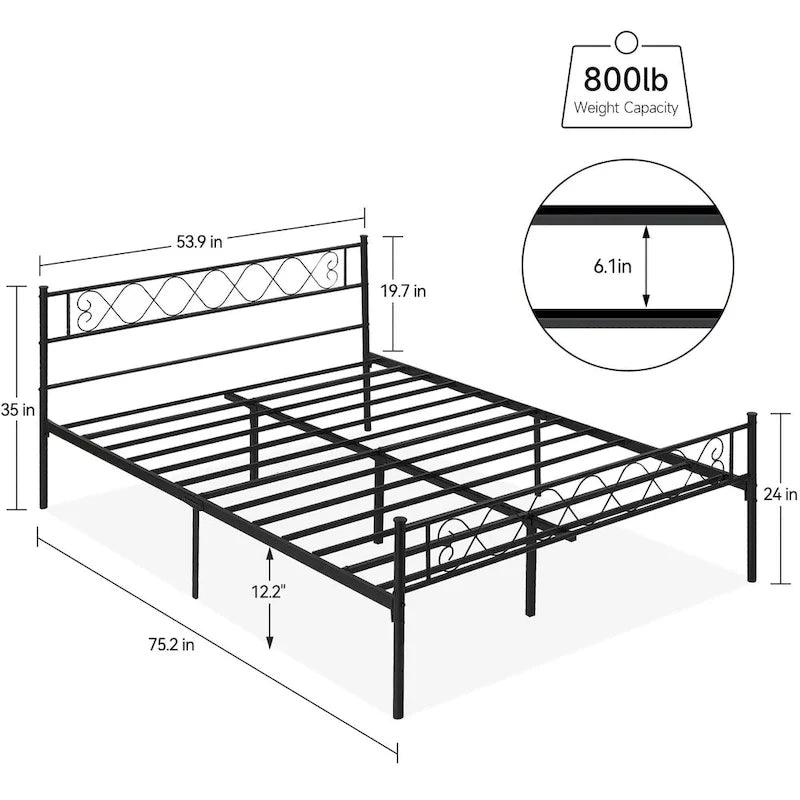 Struttura letto a piattaforma con testiera in ferro battuto "Sweet Heart"