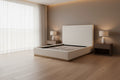 Ole King Size Bed, Upholstered Panel Headboard, Gold Plinth Base, Ivory