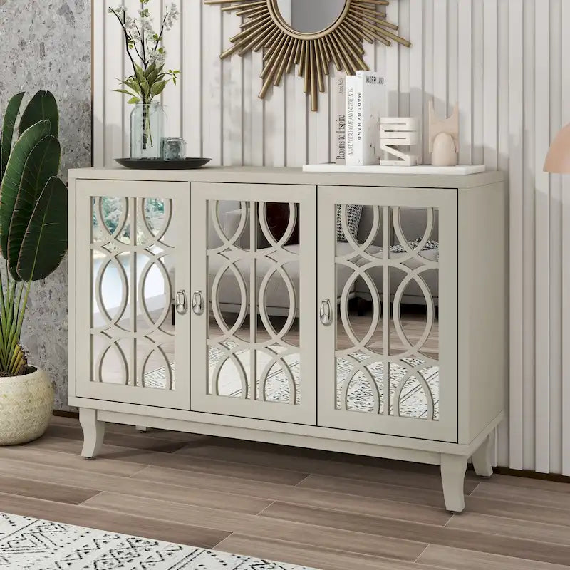 Credenza con mobile buffet a specchio a 3 ante
