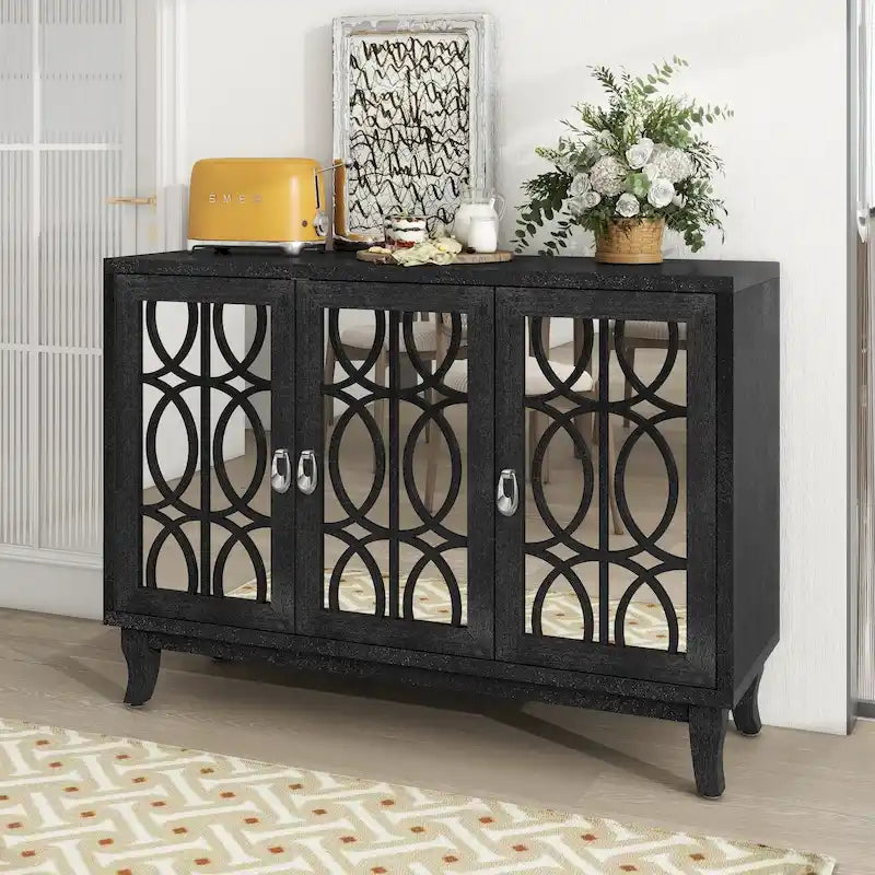 Credenza con mobile buffet a specchio a 3 ante