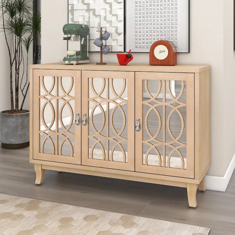 Credenza con mobile buffet a specchio a 3 ante