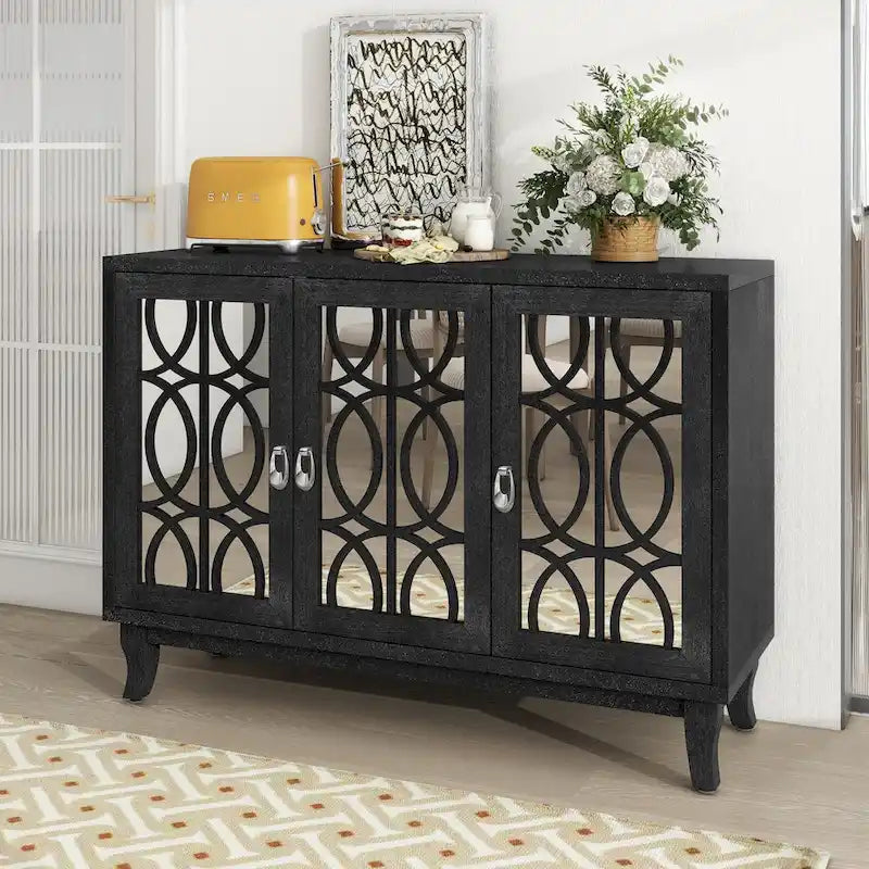 Credenza con mobile buffet a specchio a 3 ante