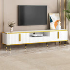 Mobile TV Minimalista di Lusso con Ripiano Aperto per TV Fino a 85 Pollici, Centro Intrattenimento con Armadietti e Cassetti