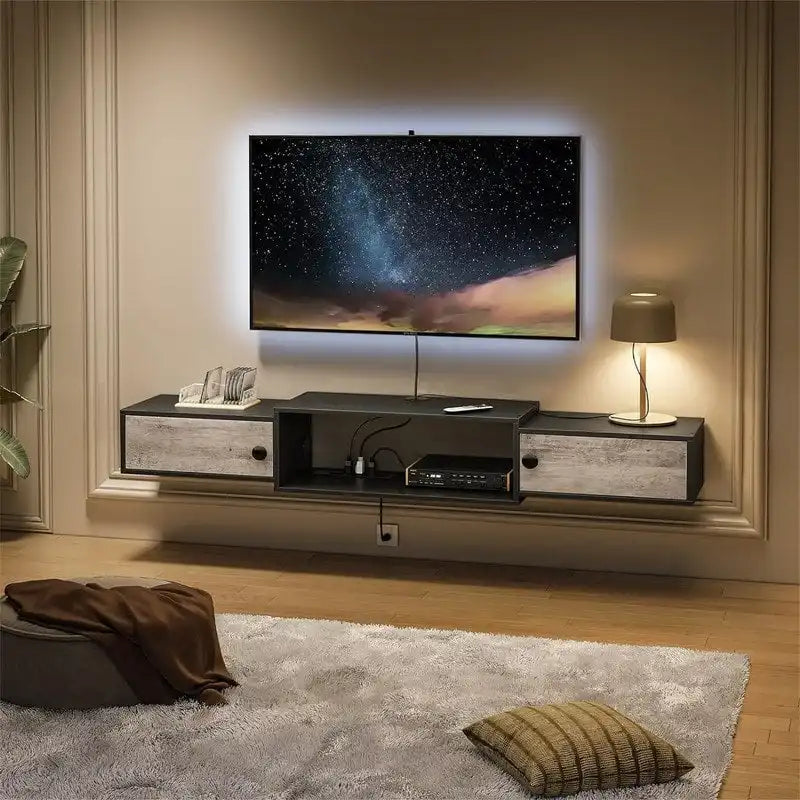 Mensola console multimediale moderna a parete - 11P x 55L x 7,9A