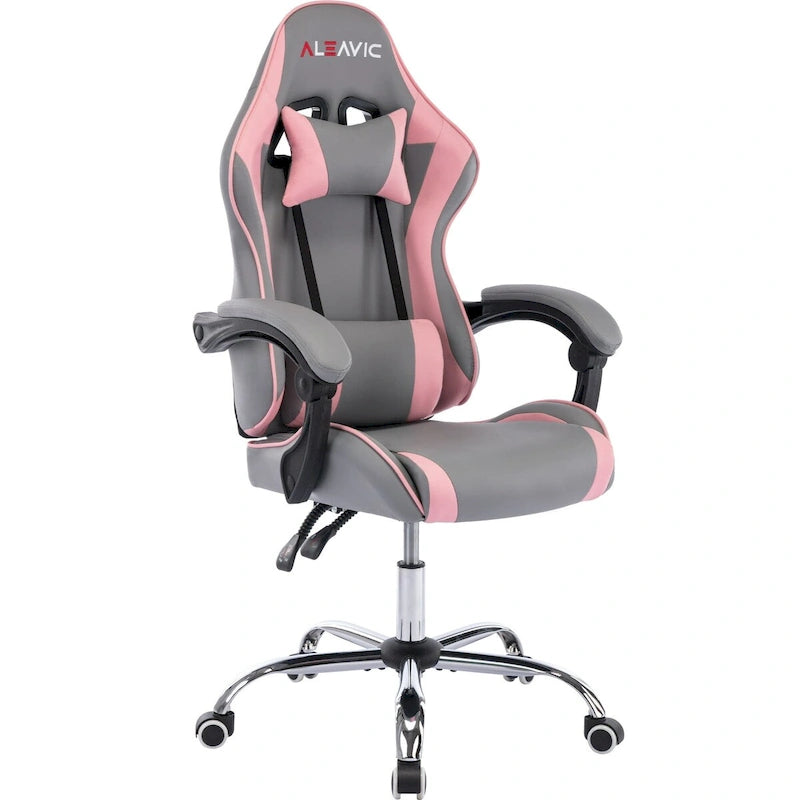 Sedia da Gaming Stile Racing, Sedia da Ufficio da Gaming Regolabile in Altezza in Pelle PU con Poggiatesta e Supporto Massaggiante Lombare