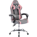Sedia da Gaming Stile Racing, Sedia da Ufficio da Gaming Regolabile in Altezza in Pelle PU con Poggiatesta e Supporto Massaggiante Lombare