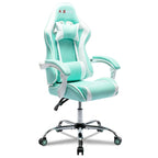 Sedia da Gaming Stile Racing, Sedia da Ufficio da Gaming Regolabile in Altezza in Pelle PU con Poggiatesta e Supporto Massaggiante Lombare