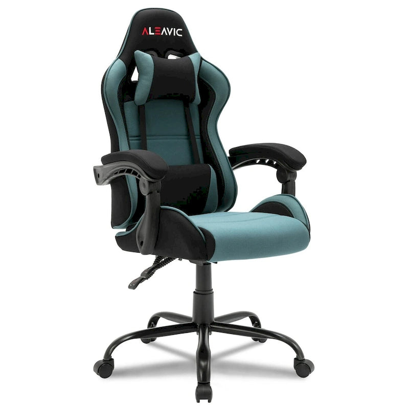 Sedia da Gaming Stile Racing, Sedia da Ufficio da Gaming Regolabile in Altezza in Pelle PU con Poggiatesta e Supporto Massaggiante Lombare